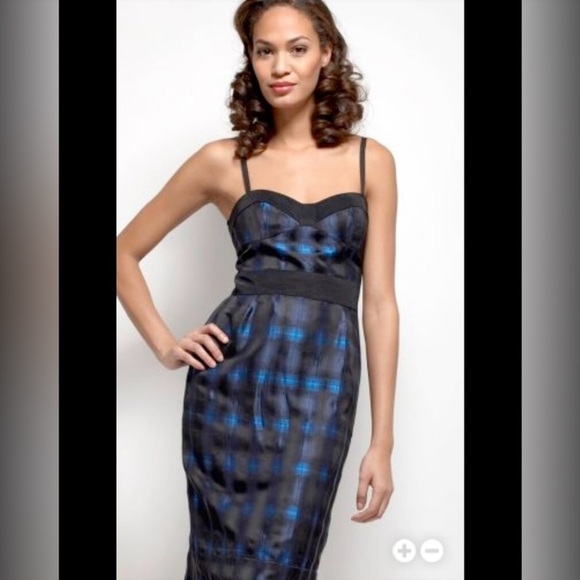 Diane Von Furstenberg Dresses & Skirts - DVF Diane von Furstenberg “Little Ann” Blue Plaid Bustier Strapless Dress SZ 4
